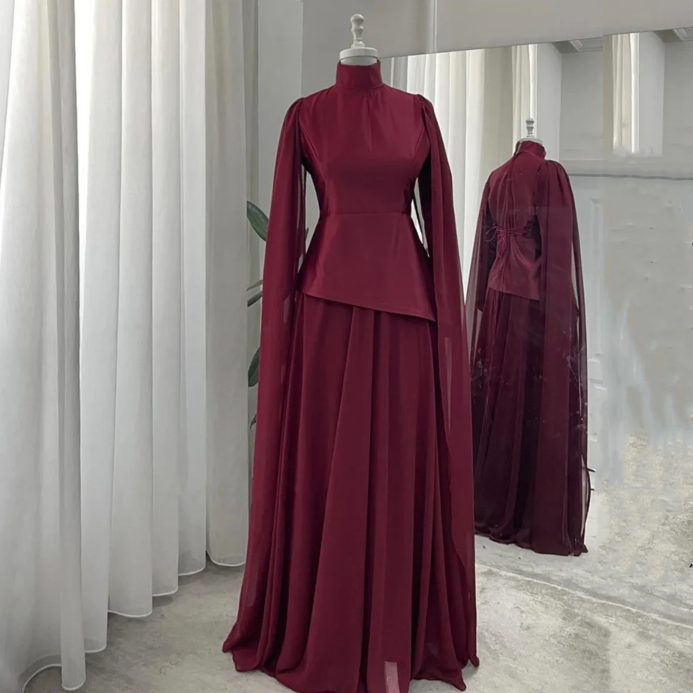 

Customized Charmeuse Lace-up High Collar A-line Long Dresses Bespoke Occasion Prom Women's Evening Elegant Party Wedding