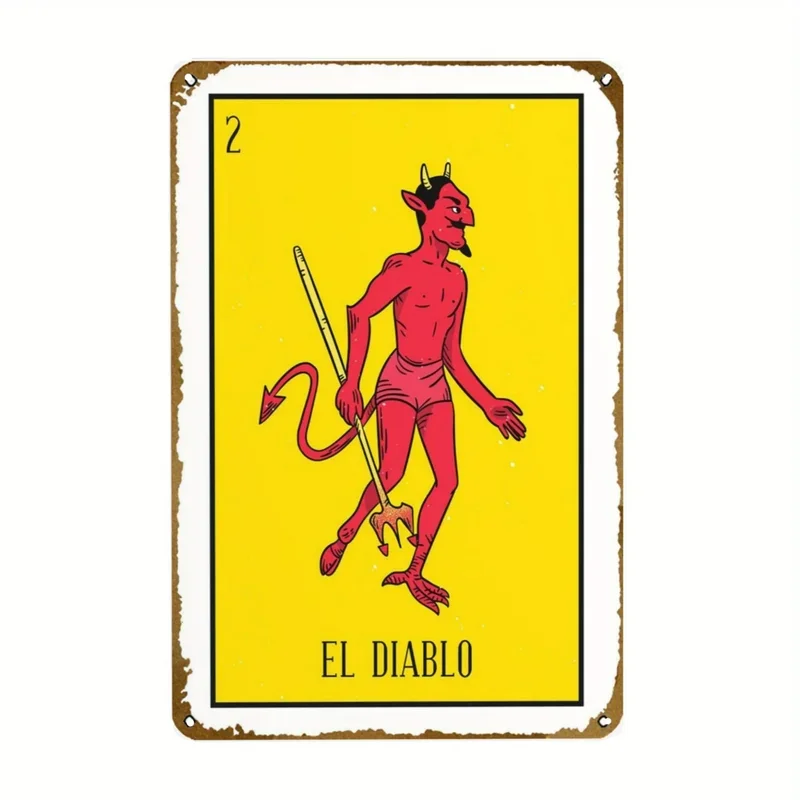 Metal Tin Signs EL DIABLO MEXICAN LOTTERY Posters Vintage Metal Home Wall Decor for Bar Club Cafe Pub Man Cave Room Decoration