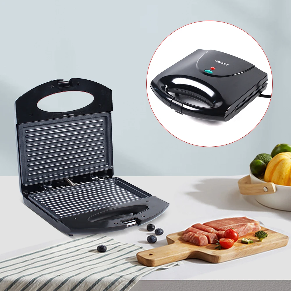 LOYALHEARTDY Double-sided Heating Steak Machine Home Black Automatic Sandwich Sausage Maker New