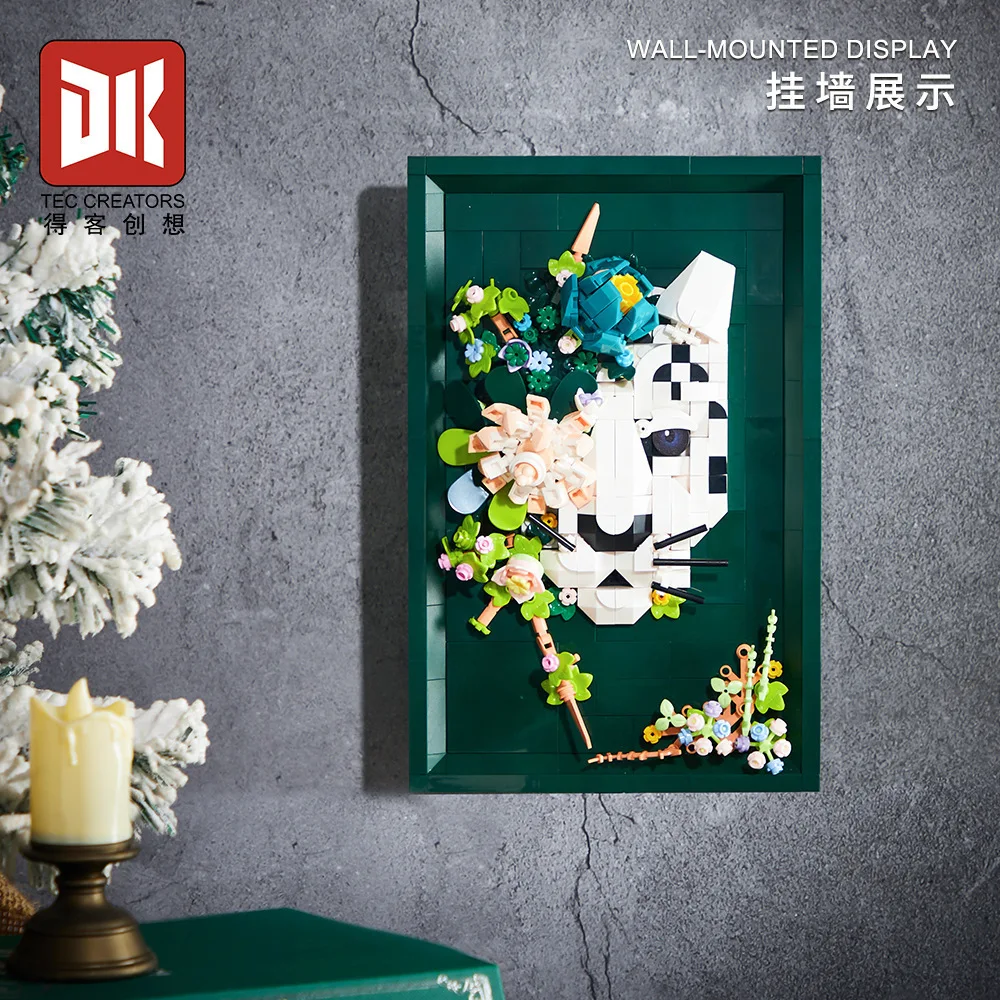 IN VOORRAAD Bewaarde Bloem Fotolijst Bouwstenen Model Zonnebloem Leeuw Haai Bakstenen DIY Kinderspeelgoed Kerstcadeau Set