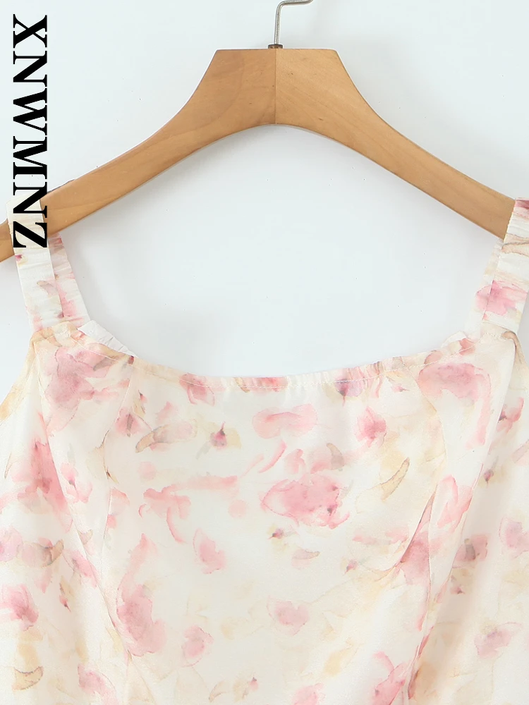 XNWMNZ 2025 Abbigliamento donna Vacanza Moda Abiti senza maniche a spalla boho Donna tracolla larga Abito plissettato Chic mini