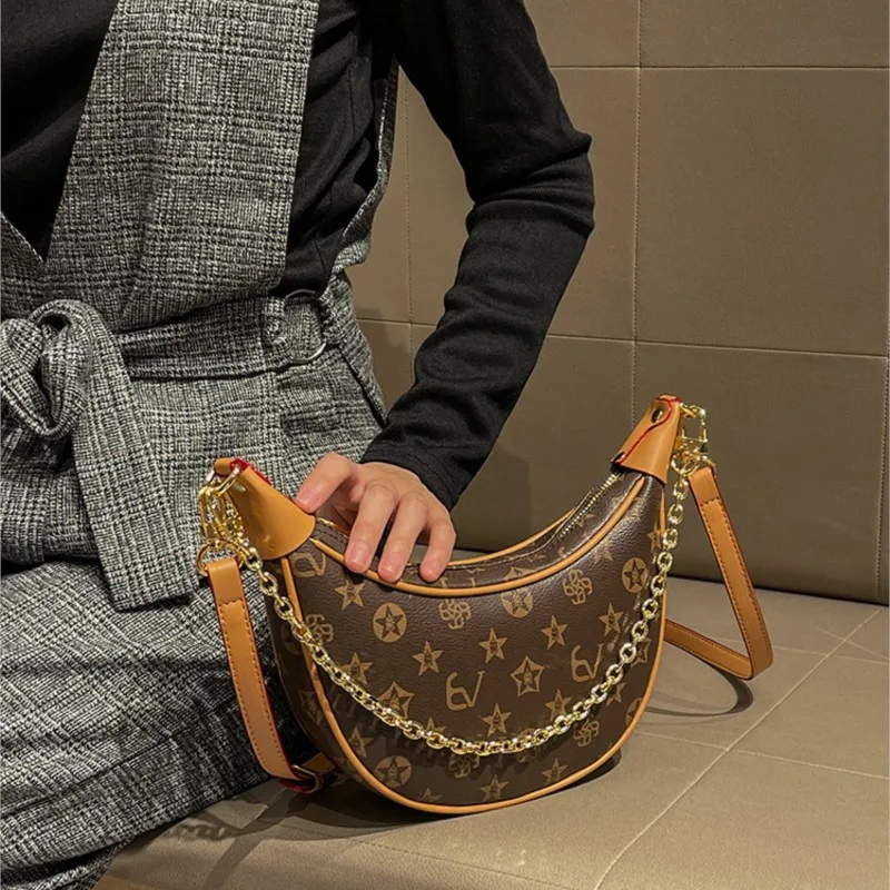 Light luxury brand women\'s handbag designer genuine leather fashionable underarm bag 2024 new high-end single shoulder crossbody