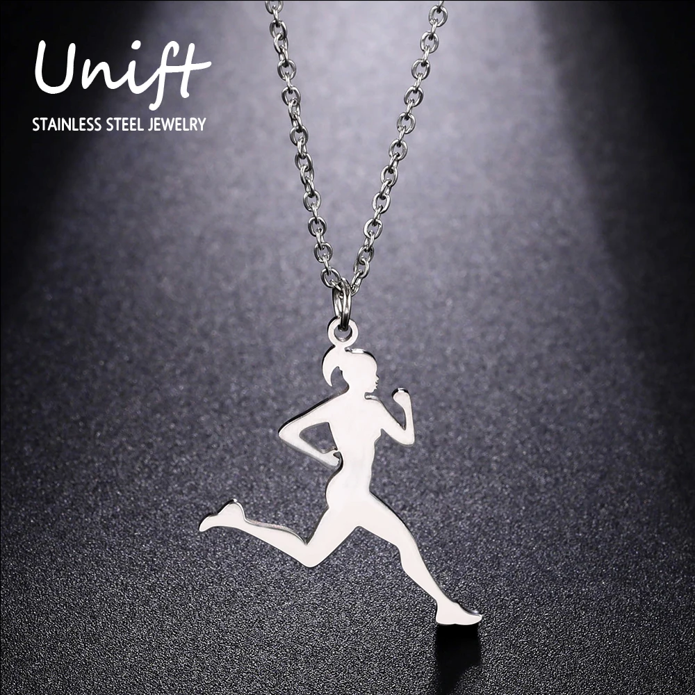 Unift Runner Pendant Necklace Women Running Girl Fashion Sports Spirit Track Athletes Jewelry Gift for Coach Marathon Lovers