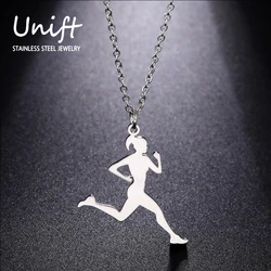 Unift Runner Pendant Necklace Women Running Girl Fashion Sports Spirit Track Athletes Jewelry Gift for Coach Marathon Lovers