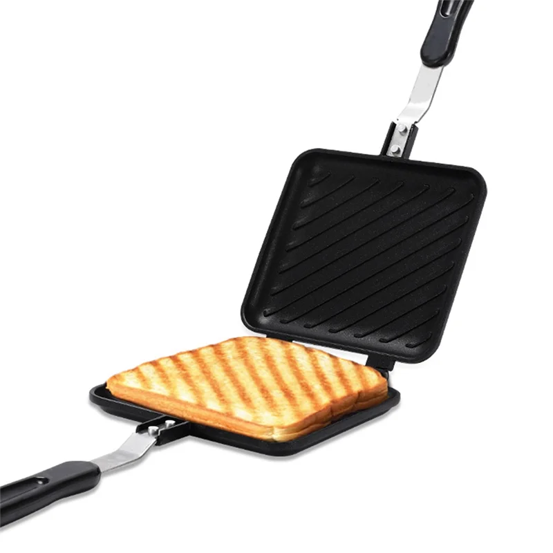 Grilled Sandwich Maker Bread Toast Breakfast Machine HotDog Sandwich Pan Non-Stick Aluminum Flip Pan Kitchen Tool