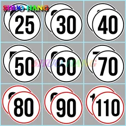 2 X Speed Limit 25 30 40 50 60 70 80 90 100 110 Km/h Motorsport Motorcycle Truck Trailer High Quality Decal Vinyl Decal PVC