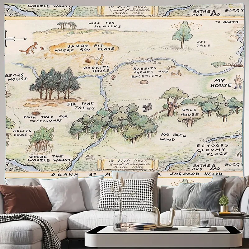 

Vintage Winnie the Pooh Tapestry Forest Animals Wall Hanging Aesthetic Room Decor Vintage Cartoon Tapestry Bedroom Decor