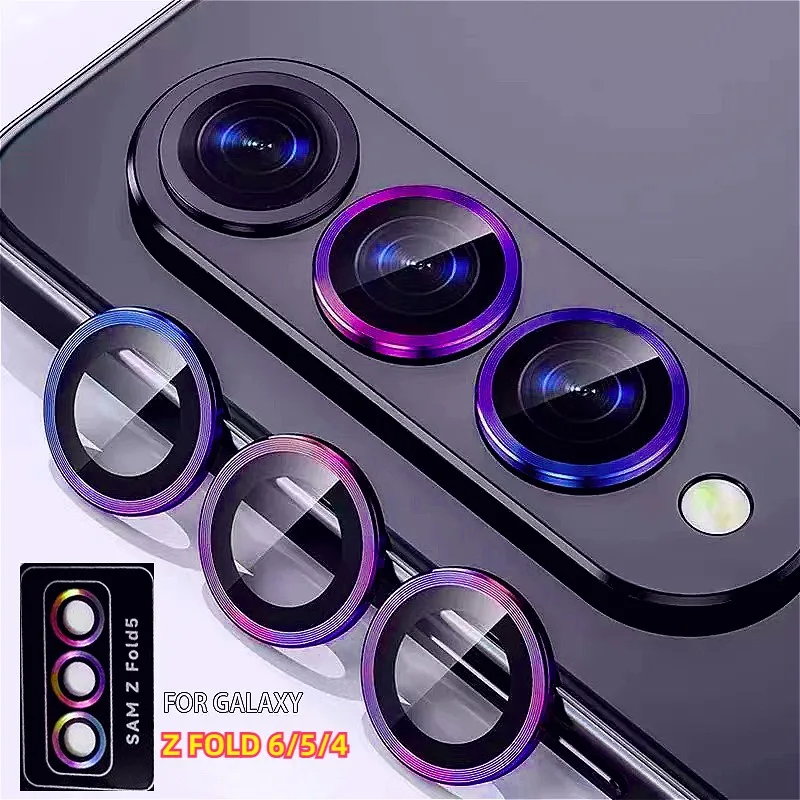 9H Camera Lens Protector for Samsung Galaxy Z Fold 6 5 4 3 Anti Scratch Tempered Glass Metal Ring for Z Flip 6 5 4 Cover 2-3PCS