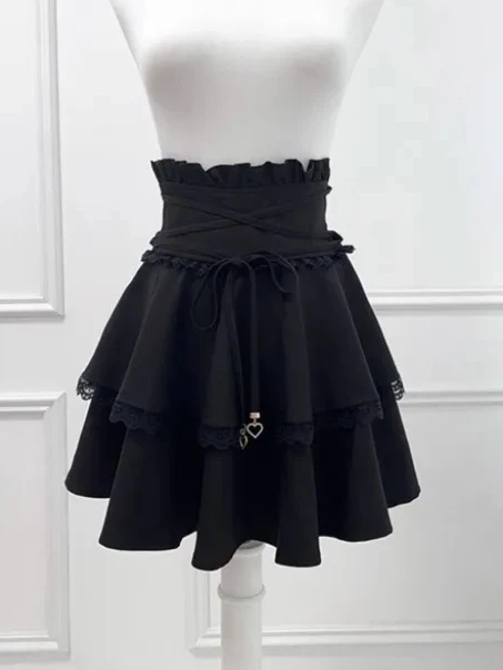

Cute Ruffled Waistband Double-layer High-waisted Mini Skirt Women Japanese Sweet Girl Mine Series Mass-produced A-line Skirts