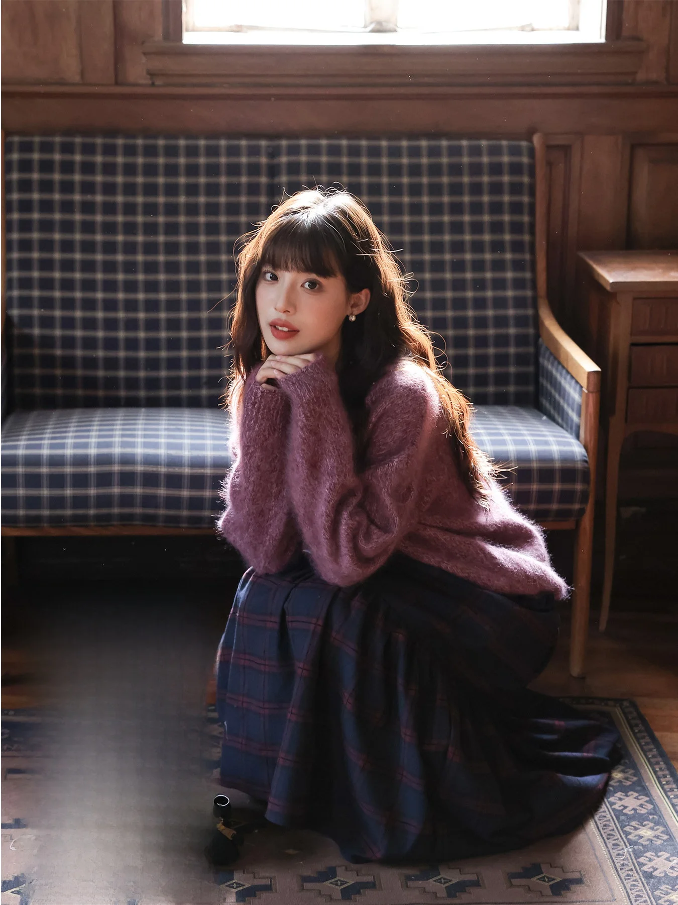 

Шерстяной свитер Thiened для женщин, фиолетовый, из натуральной шерсти, зимний, базовый, для ношения под одеждой, удобный, для повседневной носки