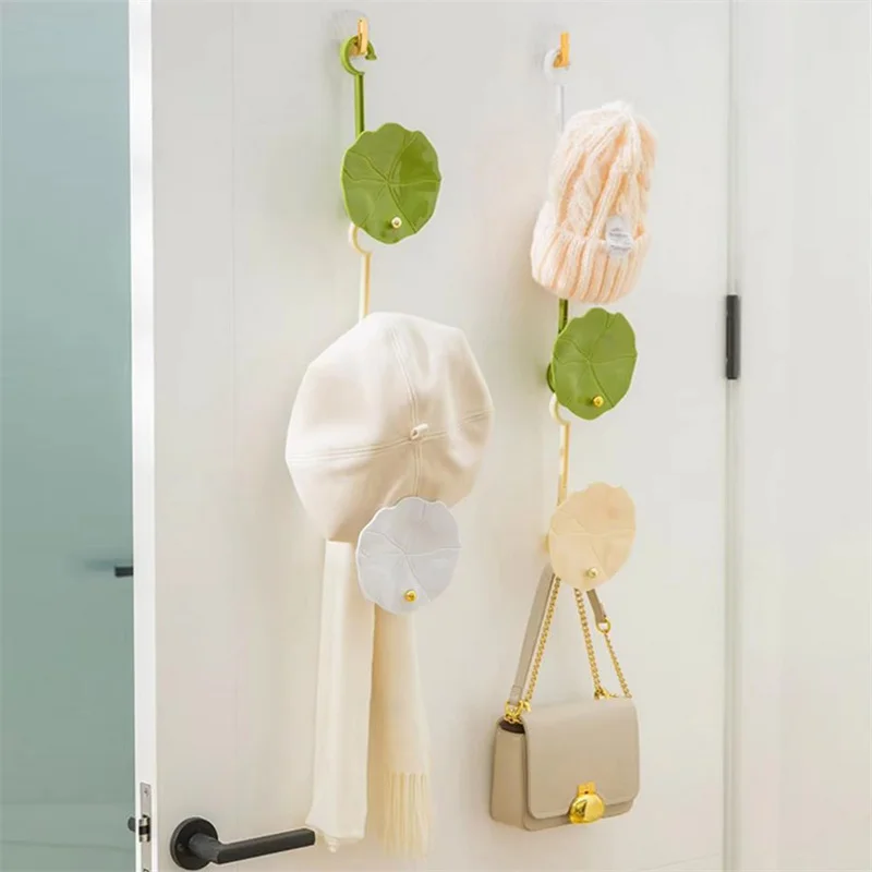 Hanging Storage Vertical Lotus Leaf Hat Rack Space-saving Wall Mounted Storage Hooks For Scarves Bags Clothes