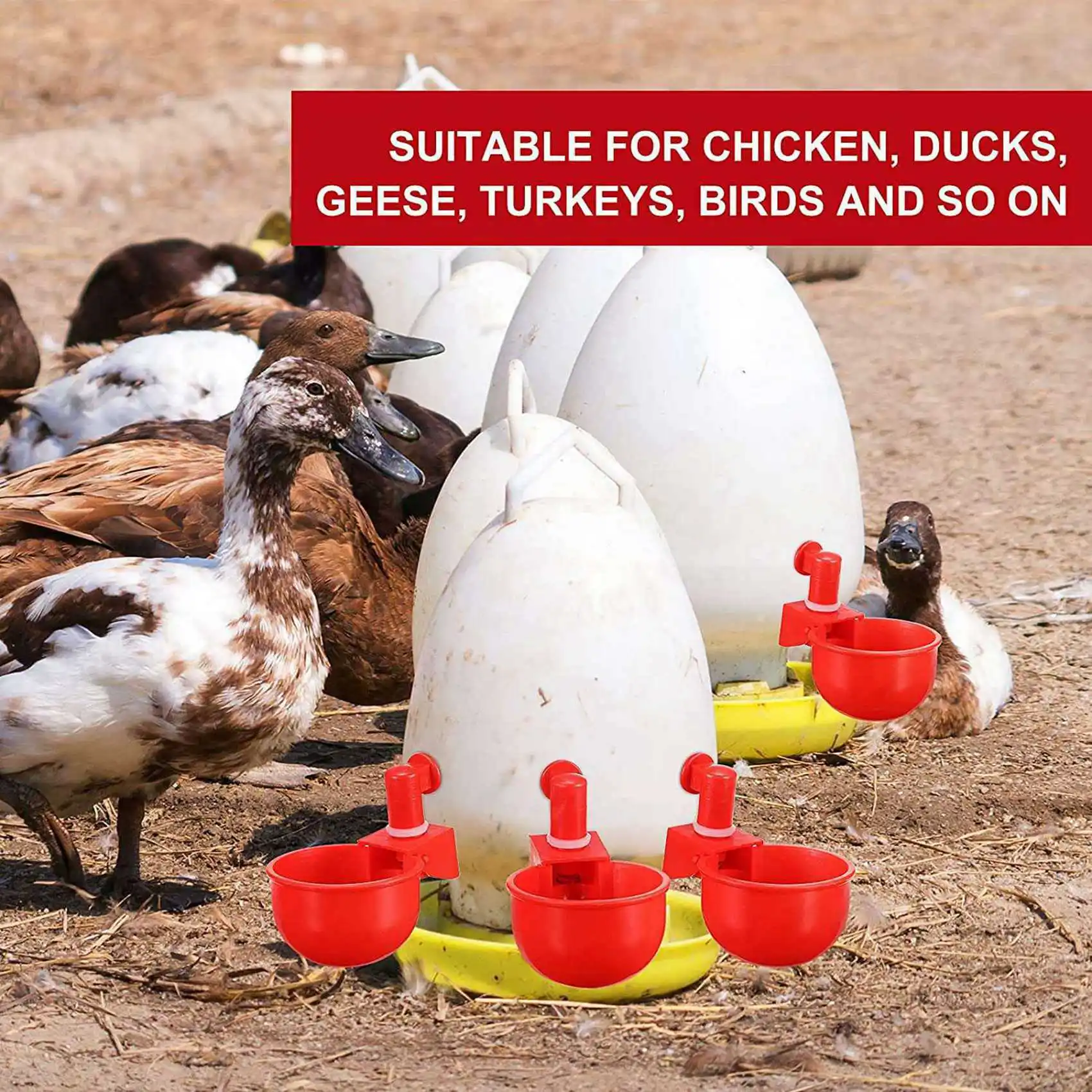 AC23-24PCS Chicken Watering Cup Automatic Filling Waterer Poultry Drinking Bowl Thread Watering Feeder Cup For Chicken