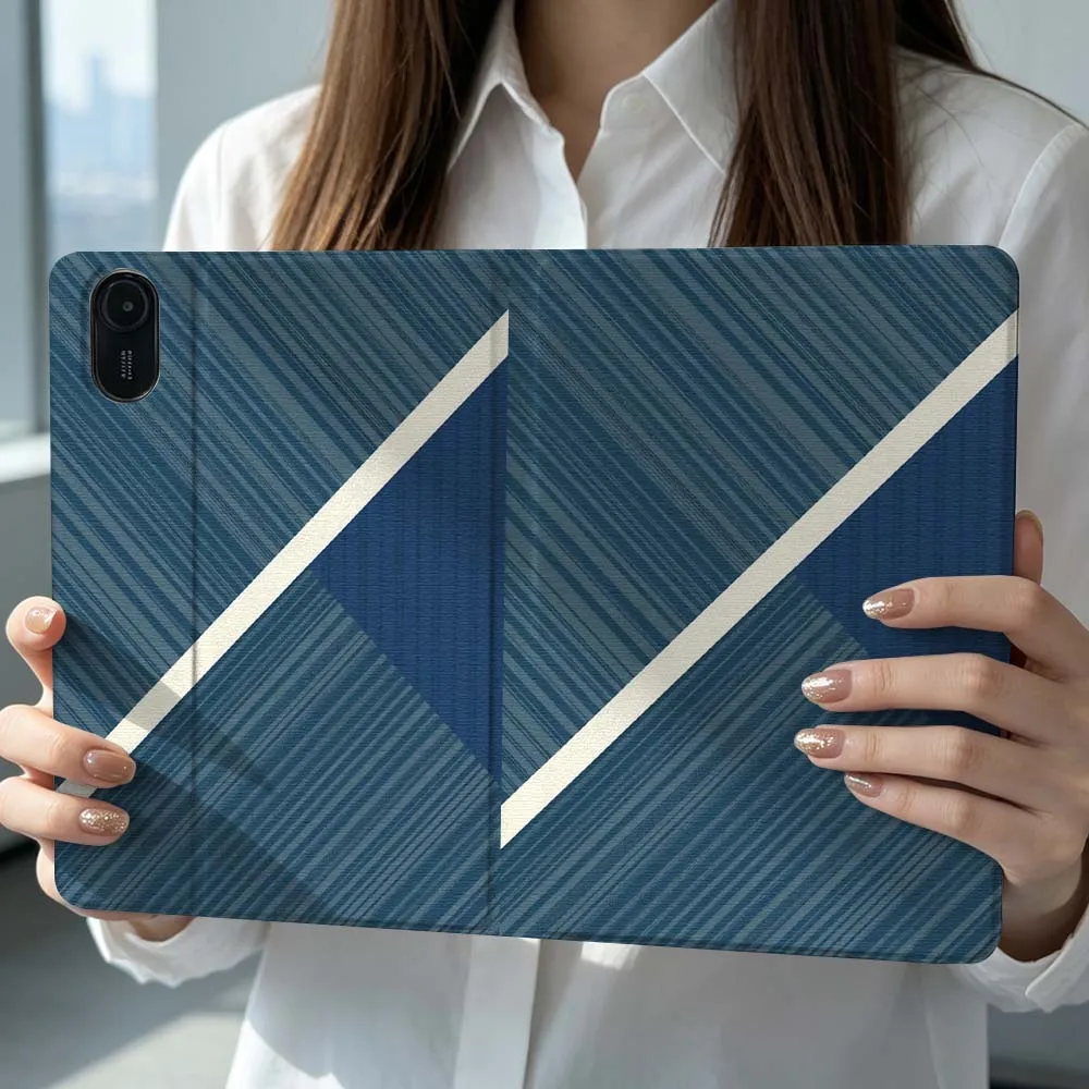 Diagonal Stripe Pattern For Xiaomi Poco Redmi Pad 8 2 4 C1 6 6S 7 7S SE 9.7 14 11 11.2 12.1 12.5 Inch Tablet Case Pen Tray
