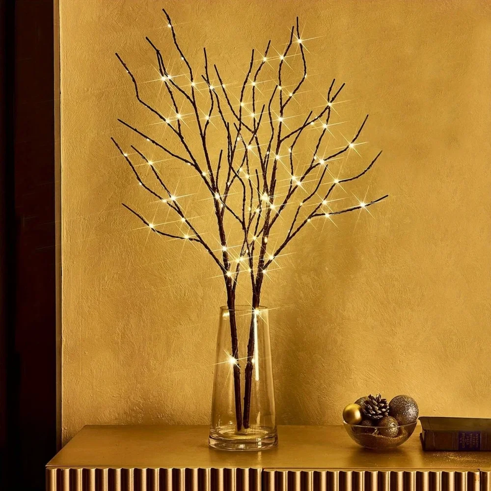 Lâmpada LED de fio de cobre para decoração de pátio doméstico, lâmpada de ramo simples, estilo quente e romântico, cheia de atmosfera