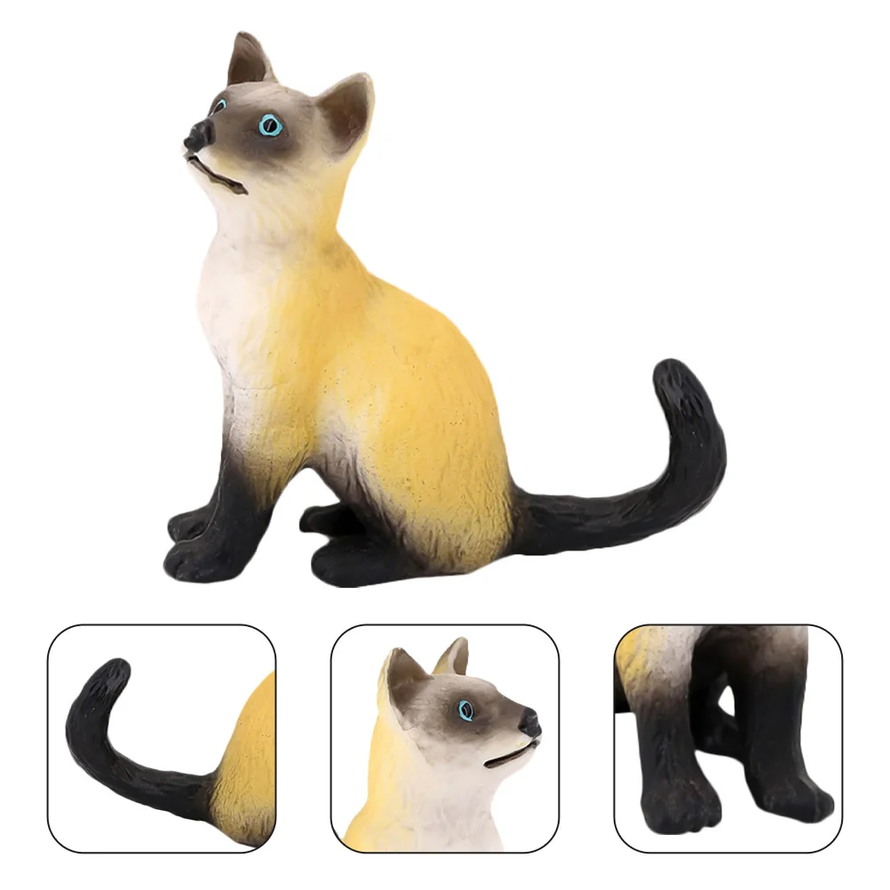 Siamese Cat Ornament Plastic Plaything Model Artificial Desktop Adornment Kids Cognitive Toy Early Education Toys