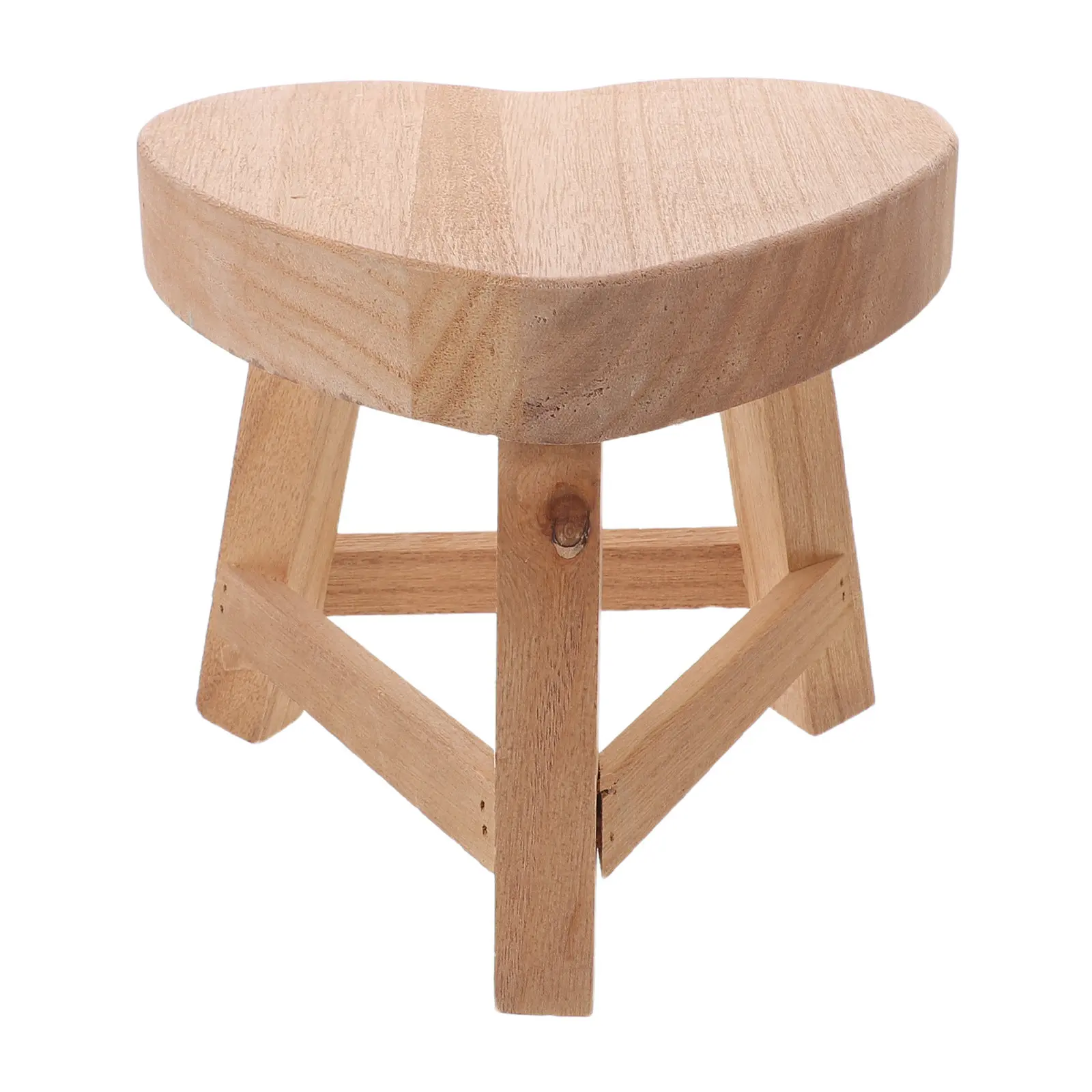 Small Heart Shape Wooden Riser Stand Decorative Pedestal Wood Stool for Indoor Plant Flower Pot Tabletop Display Stand Rustic