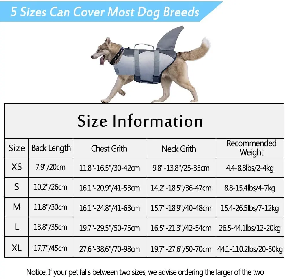 Pet Safety Life Jacket Anti-crack Dog Life Jacket Shark Vest with Rescue Handle Safety Swimsuit