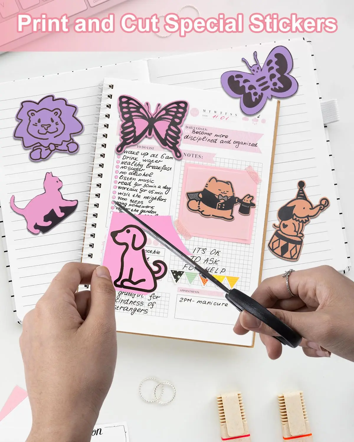 T02 White Transparent And Color Thermal Paper Sticky For M02/T02 Mini Printer 53mmx3.5m for Journal Photo Text Notes,3 Rolls