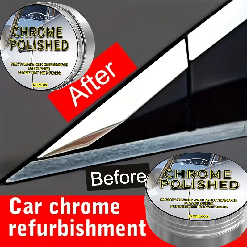 Universal 100g Multi-Purpose Chrome Plating Repair Paste - Powerful Polishing Agent for Door Handles, Bumpers, Pedals, Trim Stri
