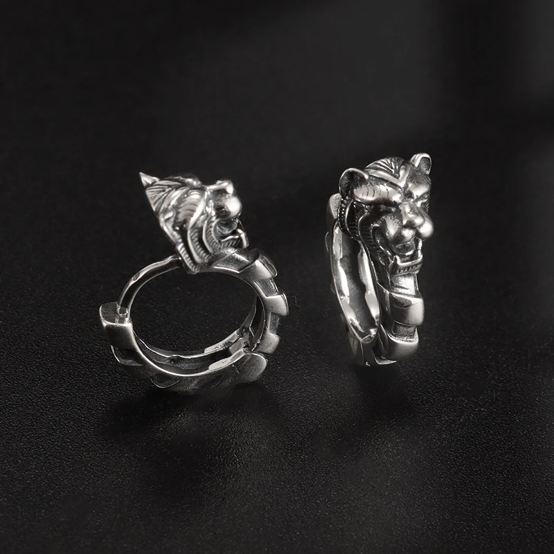 Classic Vintage Punk Tiger Head Earrings Mens Womens Earrings Street Party Rock Biker Earrings