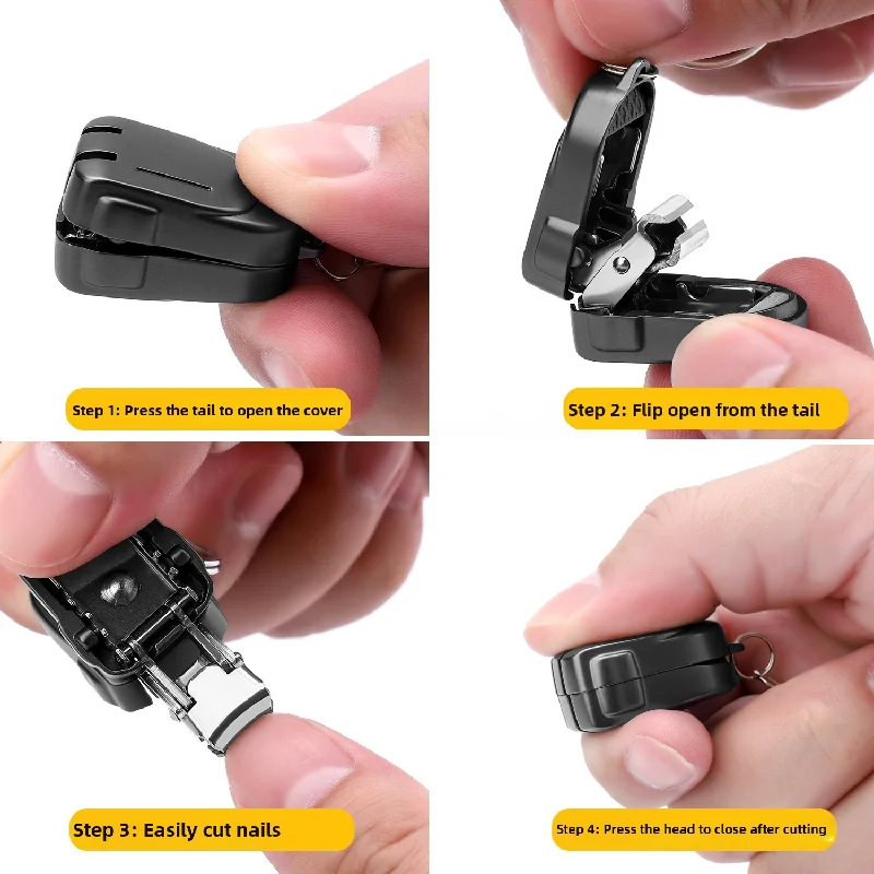 Portable Mini Folding Nail Clippers, Keychain, Stainless Steel Compact Travel Nail Repair Tool Convenient For Daily Carrying