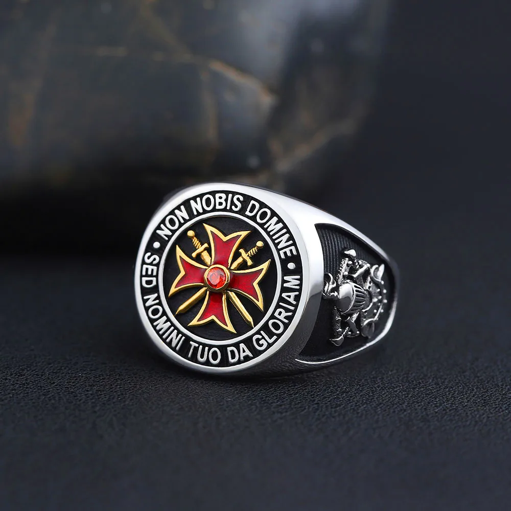 

Templar Knights Cross Non Nobis Domine Sed Nomini Tuo Da Gloriam Sterling Silver Ring