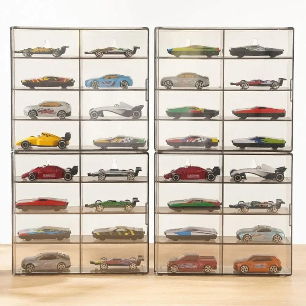 Stackable 1:64 Toy Model Cars Display Box Acrylic Dustproof Storage Box Wall Mounted 8 Grids Display Rack Hotwheels Cars