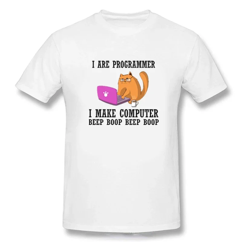 I Are Programmer I Make Computer Beep Boop Beep Boop Funny Cat T Shirt It Man Programmer Gift Printed T-shirt Tops Ropa Hombre