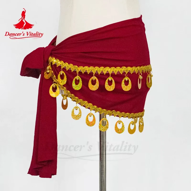 Belly Dance Costume for Women Oriental Practice Clothes Gold Coines Belt Girl's Belly Dancing Hip Scarf