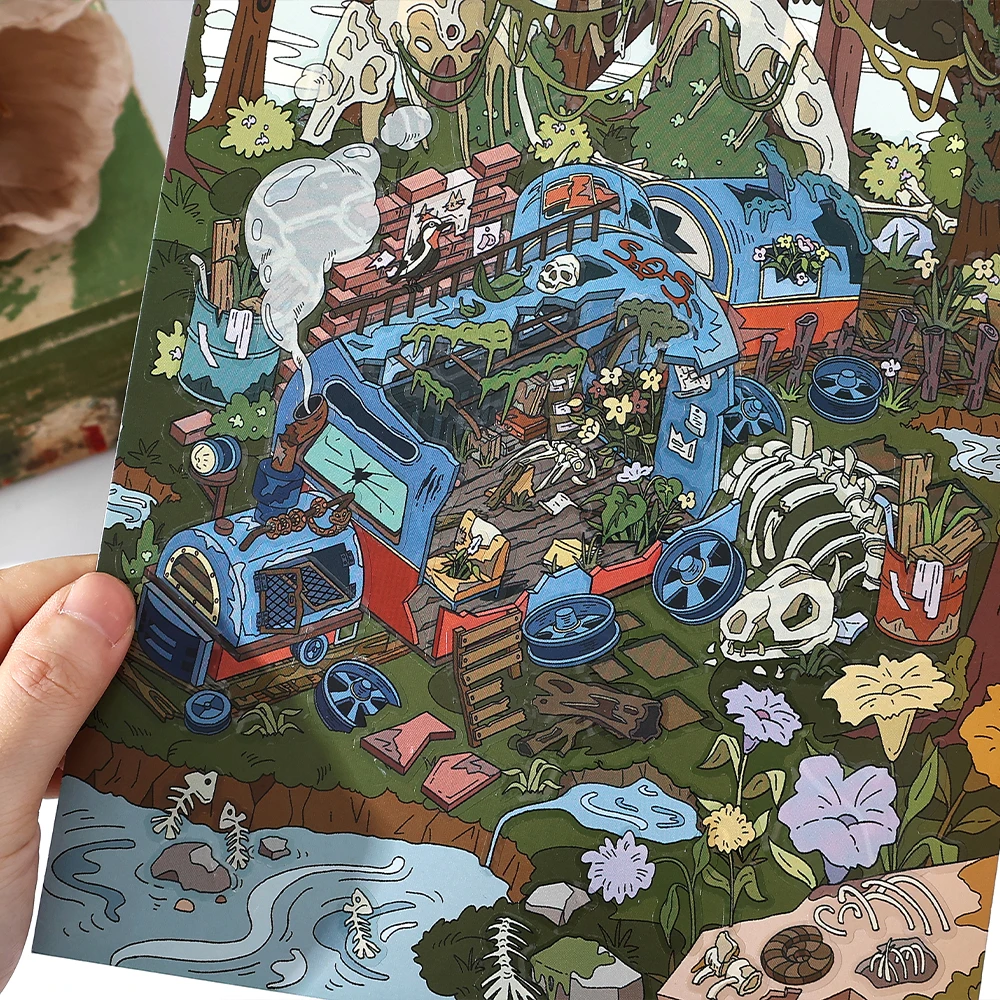 2,8D Landschaftsbau Scrapbooking Aufkleber Miniatur Hütte Szene Stapeln Einfügen Hand Konto Schreibwaren Geschenk für Kind Kind