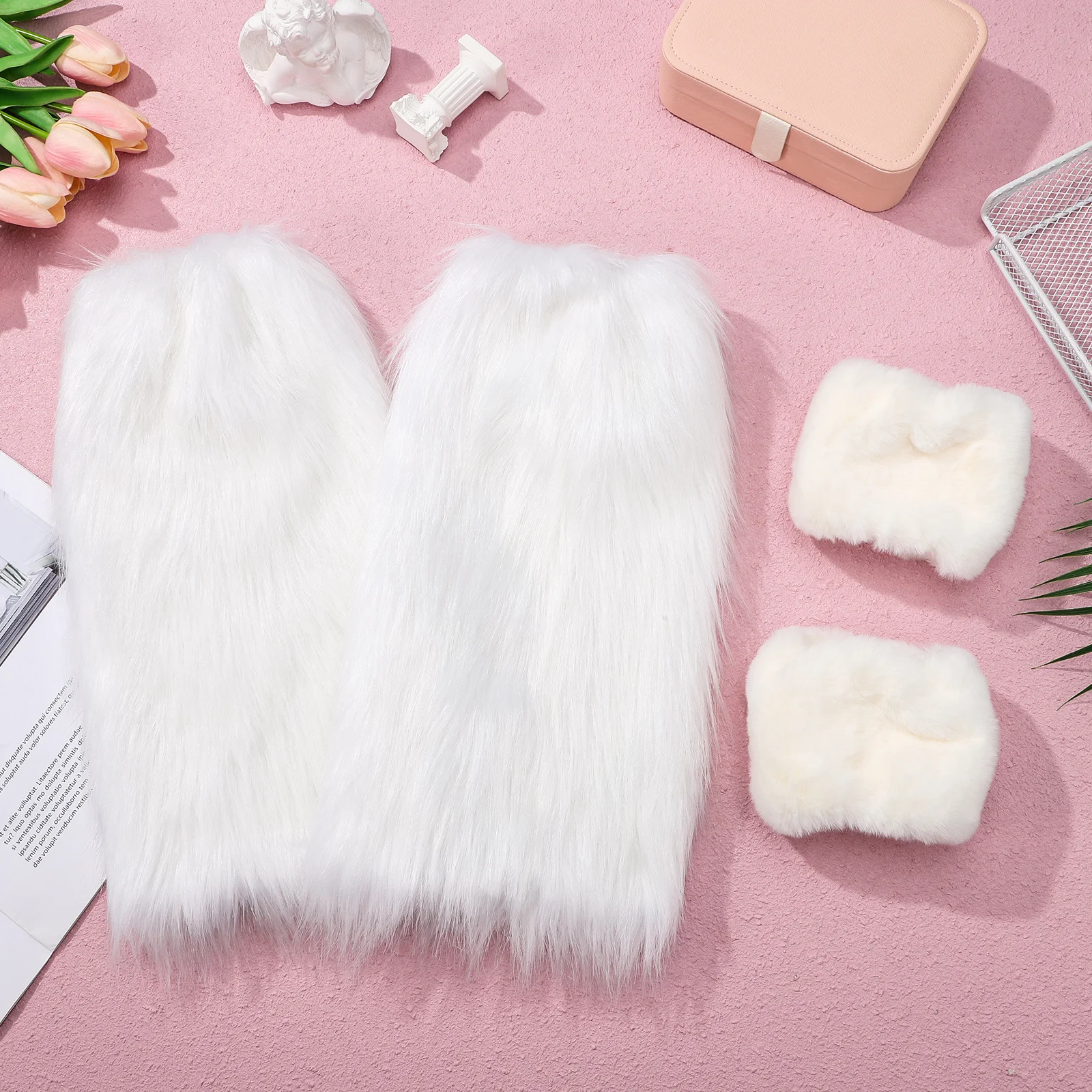 1 Set Costume Furry Leg Warmers Cuff Winter Accessories Leg Warmers Women Wrist Covers Festival Christmas