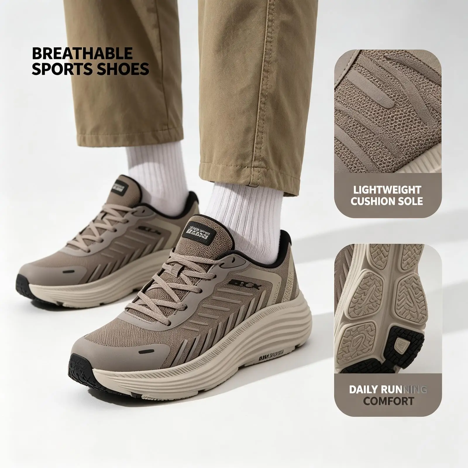 2026 New Skechers Men Breathable Running Shoes Lightweight Cushion Sneakers Training Walking Sports Shoes