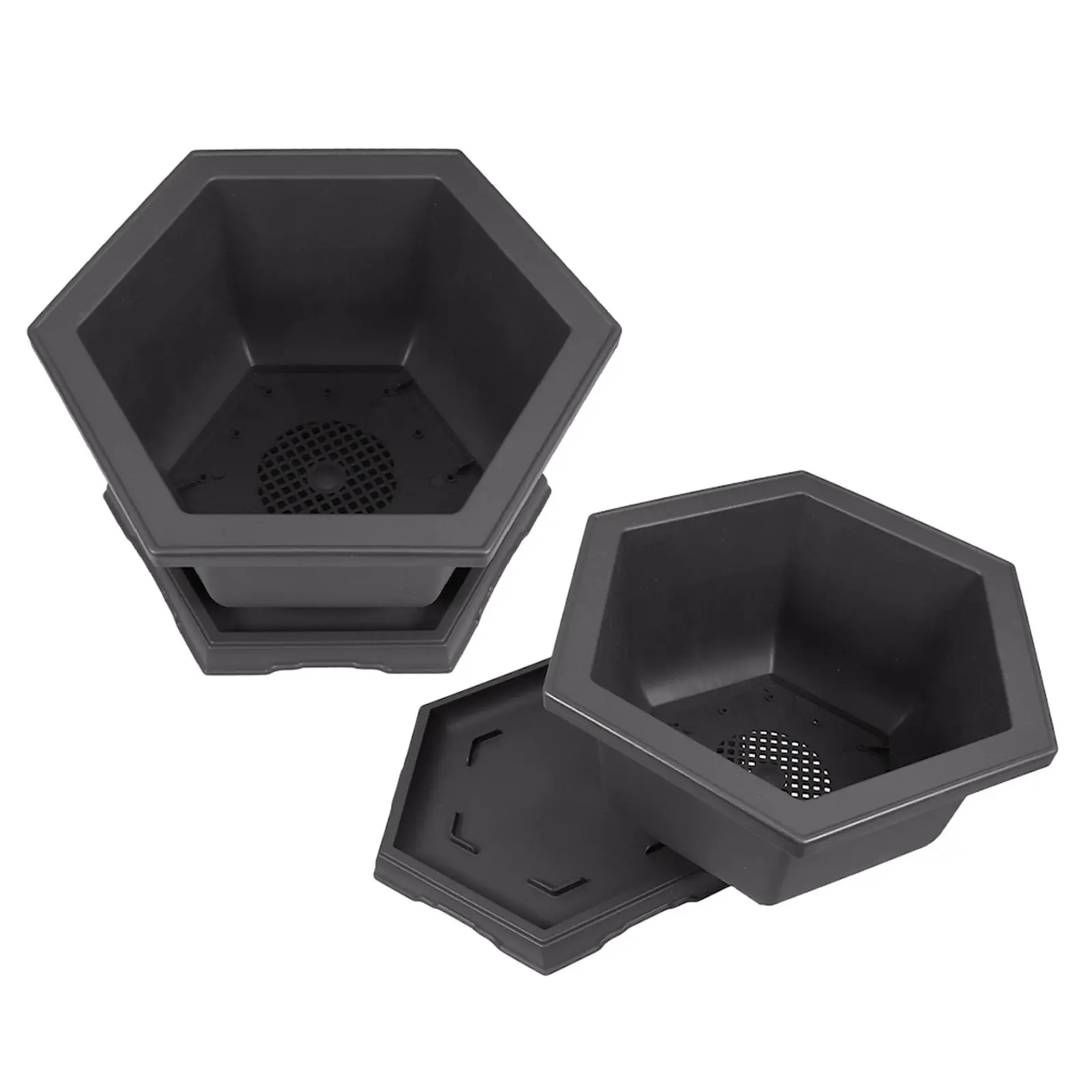 Hexagonal Orchid Planter Set – Purple PP Indoor Flower Pot, Elegant Textured Six-Sided Wide-Mouth Planter