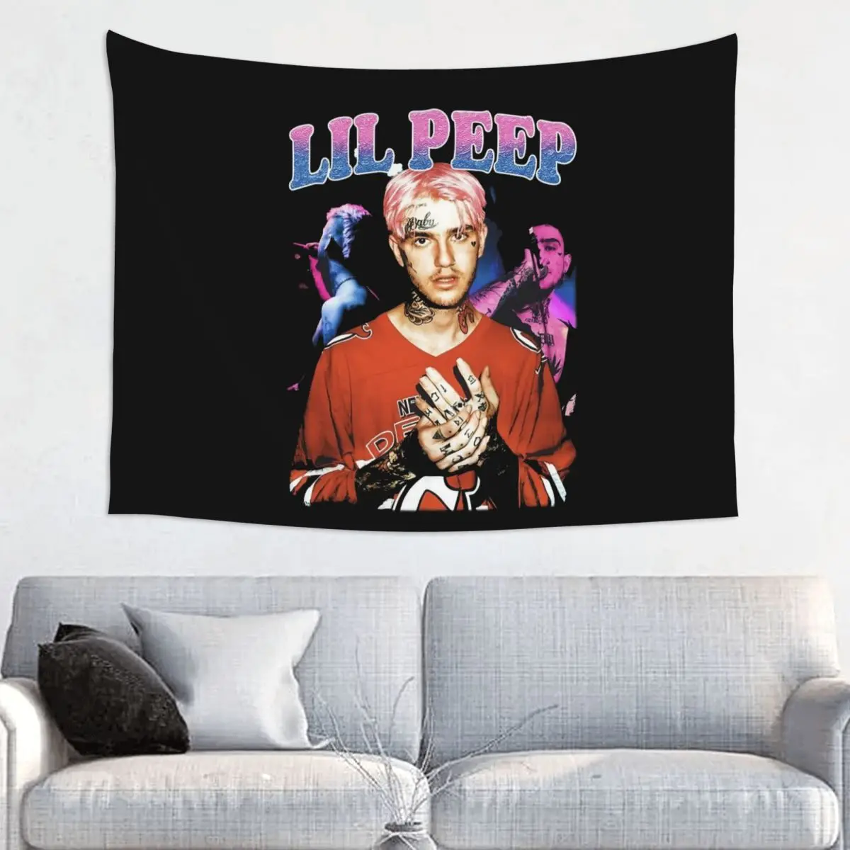 Lil Peep 90s Rapper Tapestry Wall Hanging Print Polyester Wall Tapestry Fantasy Wall Blanket Dorm Decor Wall Cloth