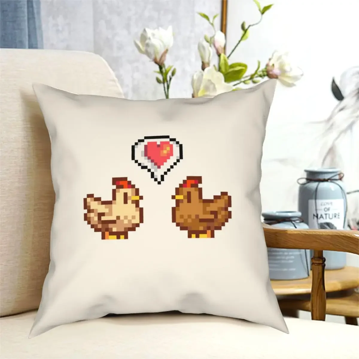 Stardew Valley Pixel Chicken Love linings for living room cushions Polyester Decorative Pillow Creative Pillowcase