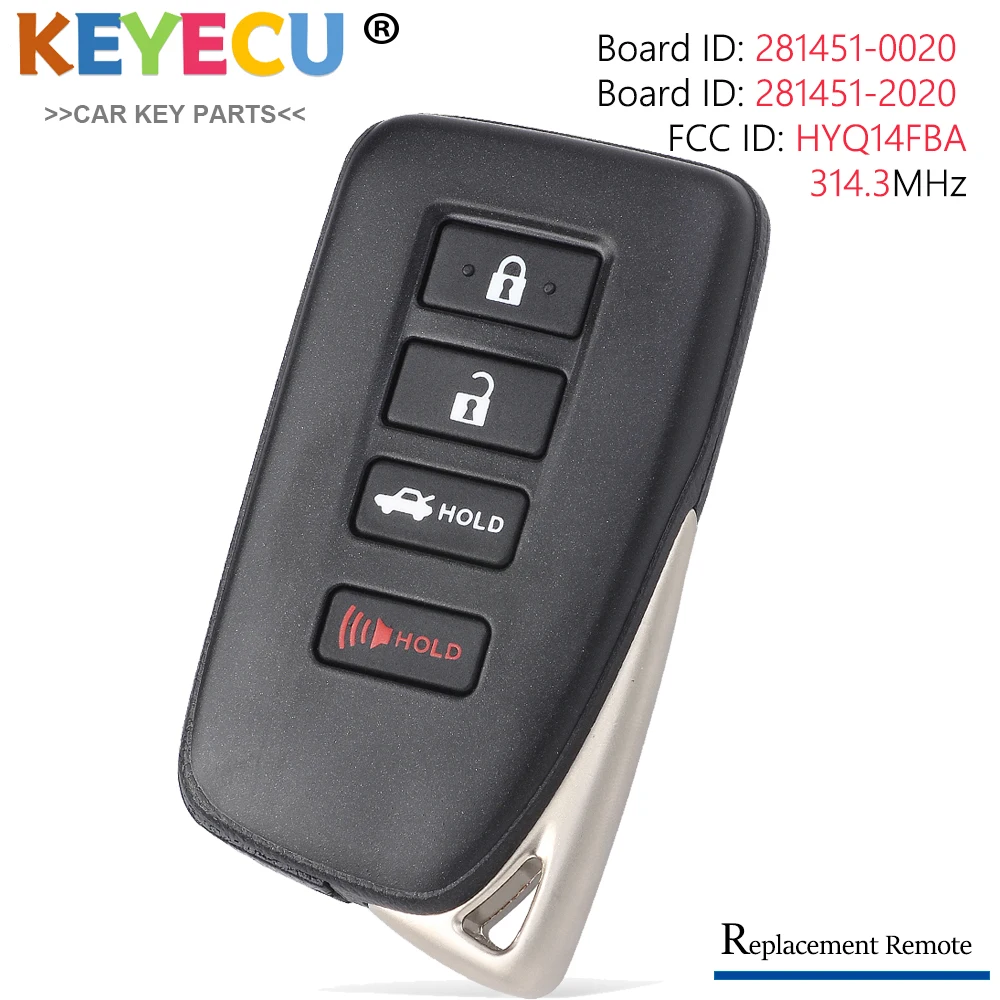 Smart Remote 89904-53610 for Lexus  ES300H ES350 GS350 GS450H GS F GS200T IS250 IS300 4 Button HYQ14FBA 281451-2020 AG 0020 G