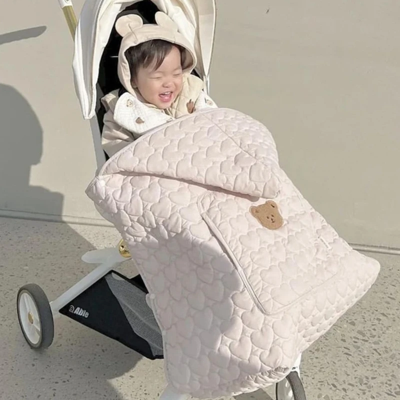 

Winter Stroller Blanket Fleece Warm Baby Blanket Newborn Swaddle Infant Accessory Quilted Windproof Cloak Strap Wrap Quilt Cover