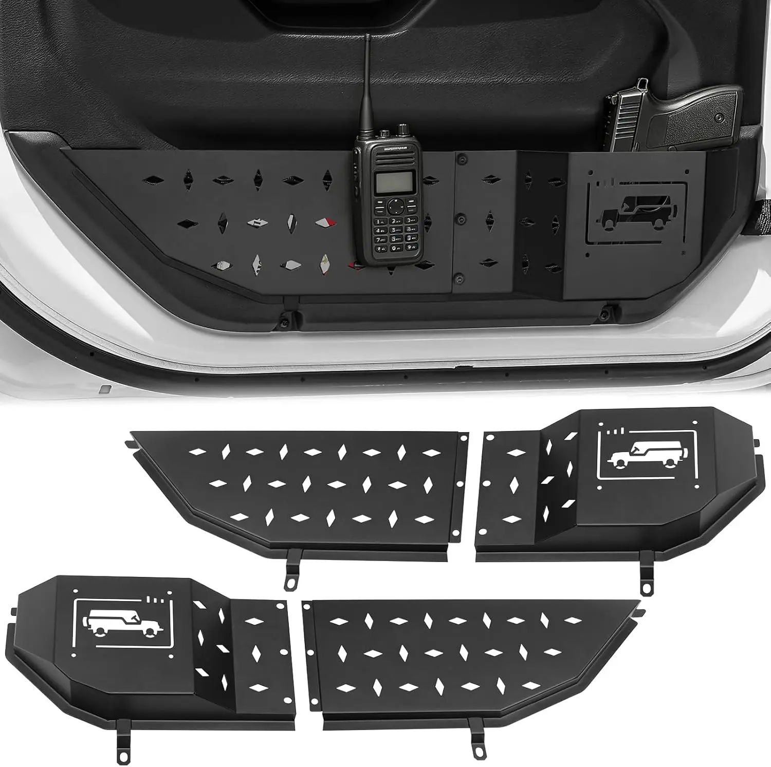 

Металлический органайзер для передней двери Jeep Wrangler JL JLU 4XE 2018-2026 и Gladiator JT 2020-2026: Аксессуар для хранения в двери