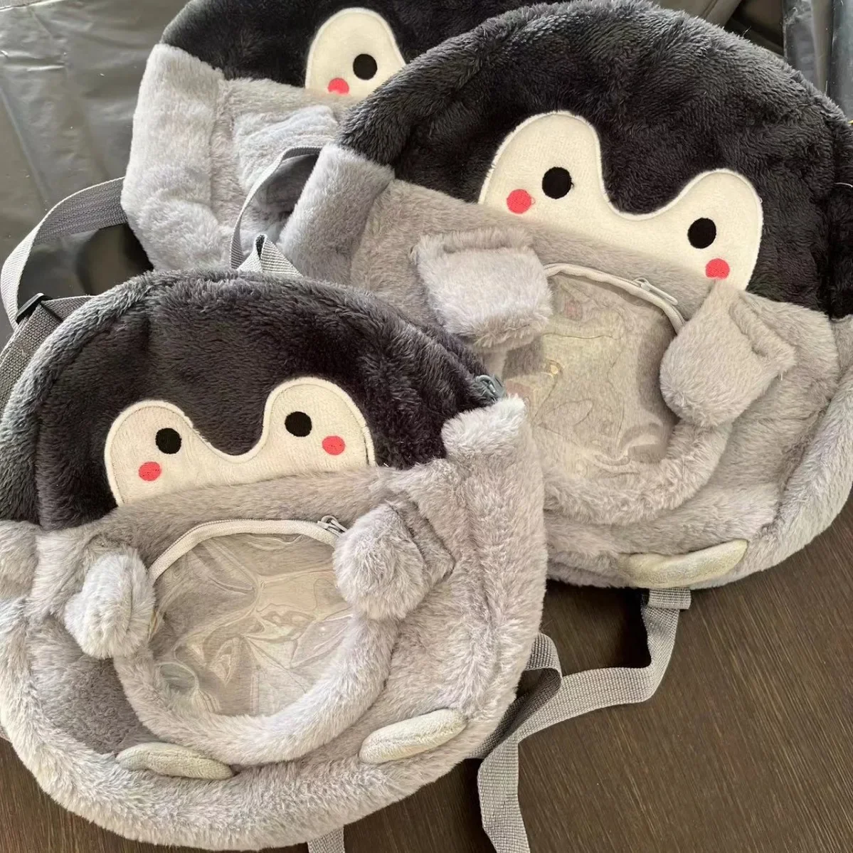 Pinguim dos desenhos animados goth harajuku mochila feminina bonito jk menina ita saco de boneca saco de dor figura de ação de pelúcia mini pequeno saco escolar