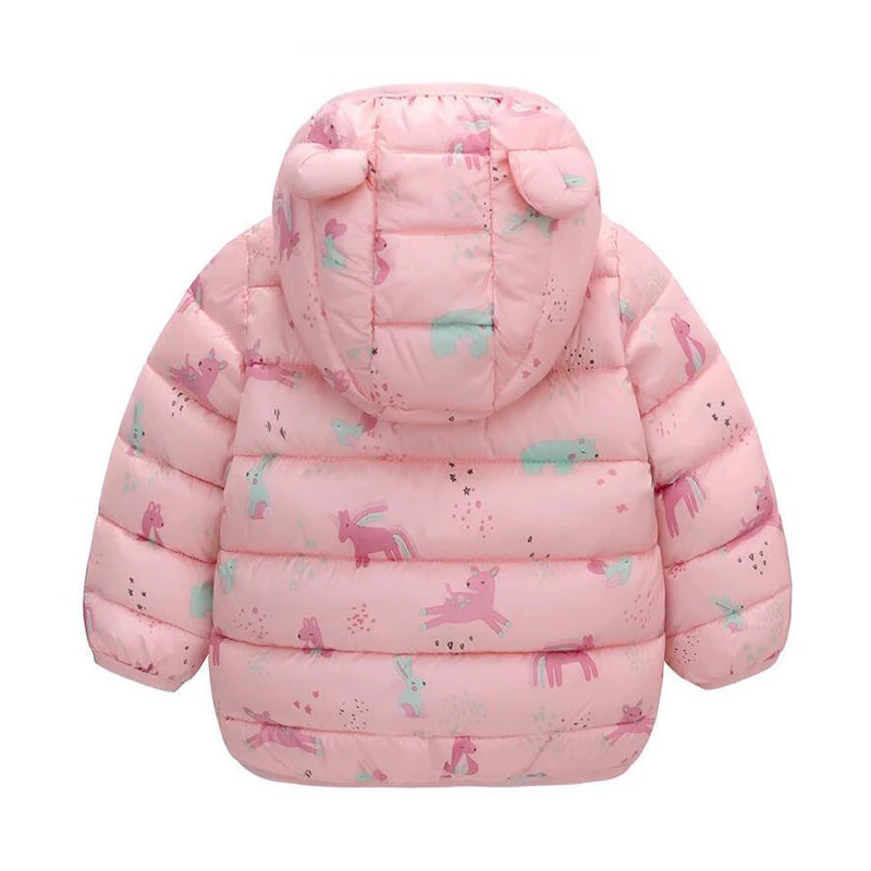 Nuovo autunno inverno Unicorn Girls Jacket 2 colori Full Print Rabbit Bear Sika Deer Hooded Keep Warm Coat For Girl