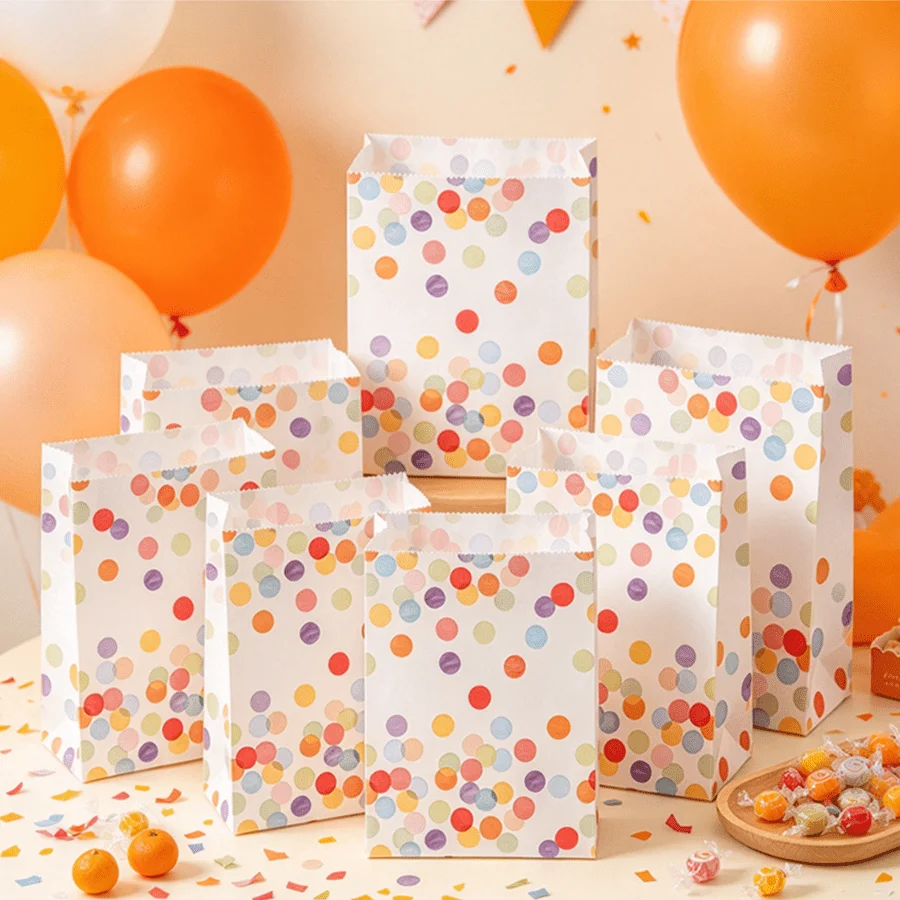 11/33/55pcs Polka Dot Candy Bags with Round Sealing Stickers Kraft Paper Treat Pouches for Party Favors Sweets Birthday Gift XJM
