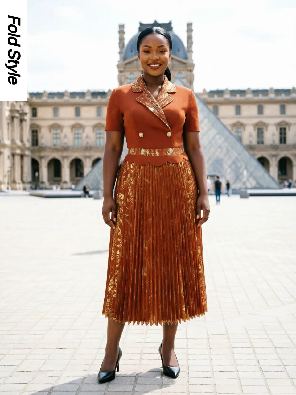 

Miyake pleats 2026 summer loose dress fashion bronzing temperament suit collar elegant long dress women's clothing