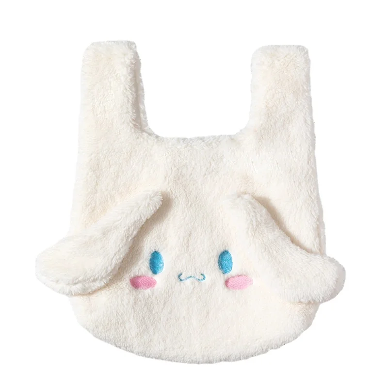 MINISO Cartoon Sanrio Series Cute Cinnamoroll Imitation Lamb Wool Portable Shopping Bag Pompom Purin Portable Large Capacity Bag