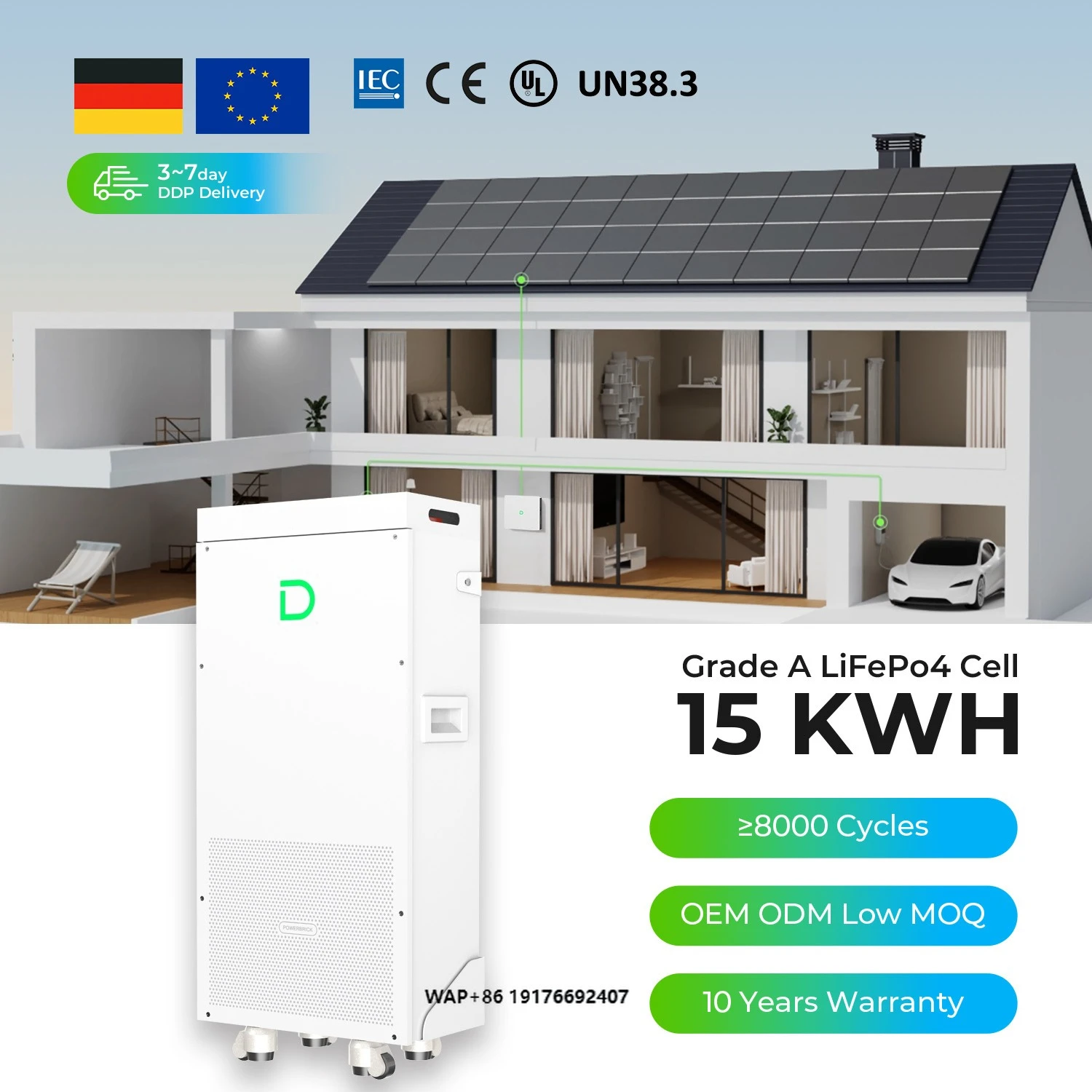 

Аккумулятор Dyness Powerbrick 15 кВтч, 51,2 В, 280 Ач, 300 Ач, аккумулятор lifepo4, 8000 Глубокий цикл, домашнее хранилище энергии, eu stock