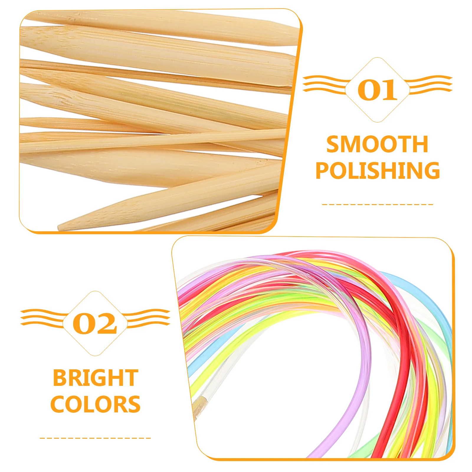 18 Pairs of 40cm Professional Colorful Tube Circular Bleached Bamboo Knitting Needles Crochet Needles (20mm to 10mm)