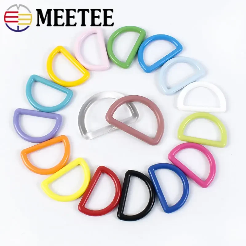 50Pcs Plastic D Ring Buckle 15-38mm Colorful Hook Clasp Connector Backpack Bag Strap Belt Luggage Webbing DIY Sewing Accessories