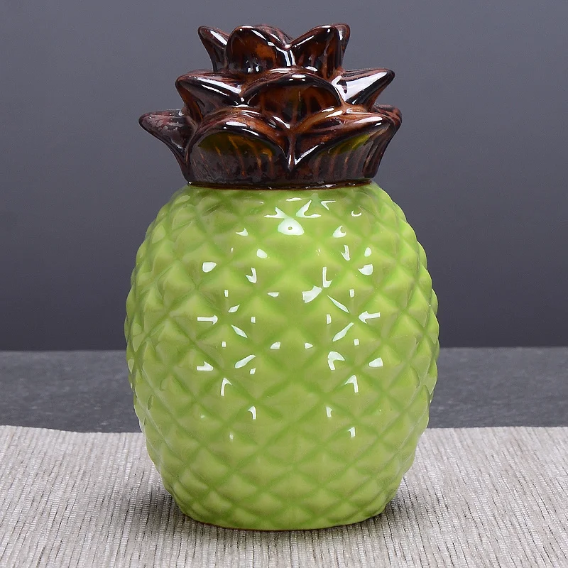 الإبداعية السيراميك الأناناس علبة شاي مقاوم للرطوبة مختومة Pu-erh الشاي الأسود الشاي الأخضر علبة حلوى الزفاف Wed #6