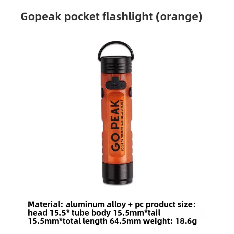 Gopeak Mini Pocket LED-zaklamp USB oplaadbare zaklamp sleutelhanger clip cap licht lang uithoudingsvermogen nood wandelen kamperen buiten