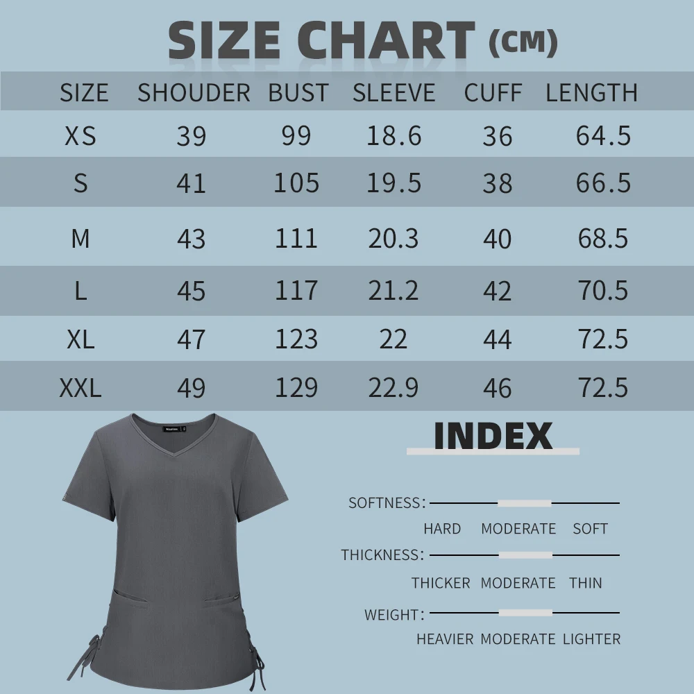 병원 탄성 작업 유니폼, 의료 스크럽 상의, 간호사 유니폼 블라우스, V넥 반팔 셔츠, 클리닉 간호 스크럽 풀오버