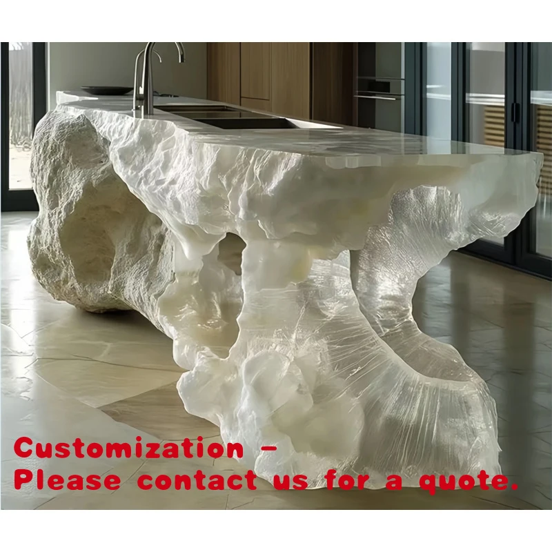 

Customize.Resin Glowing Island Counter Modern Design & Durable Commercial Space Hotel Reception Bar Table
